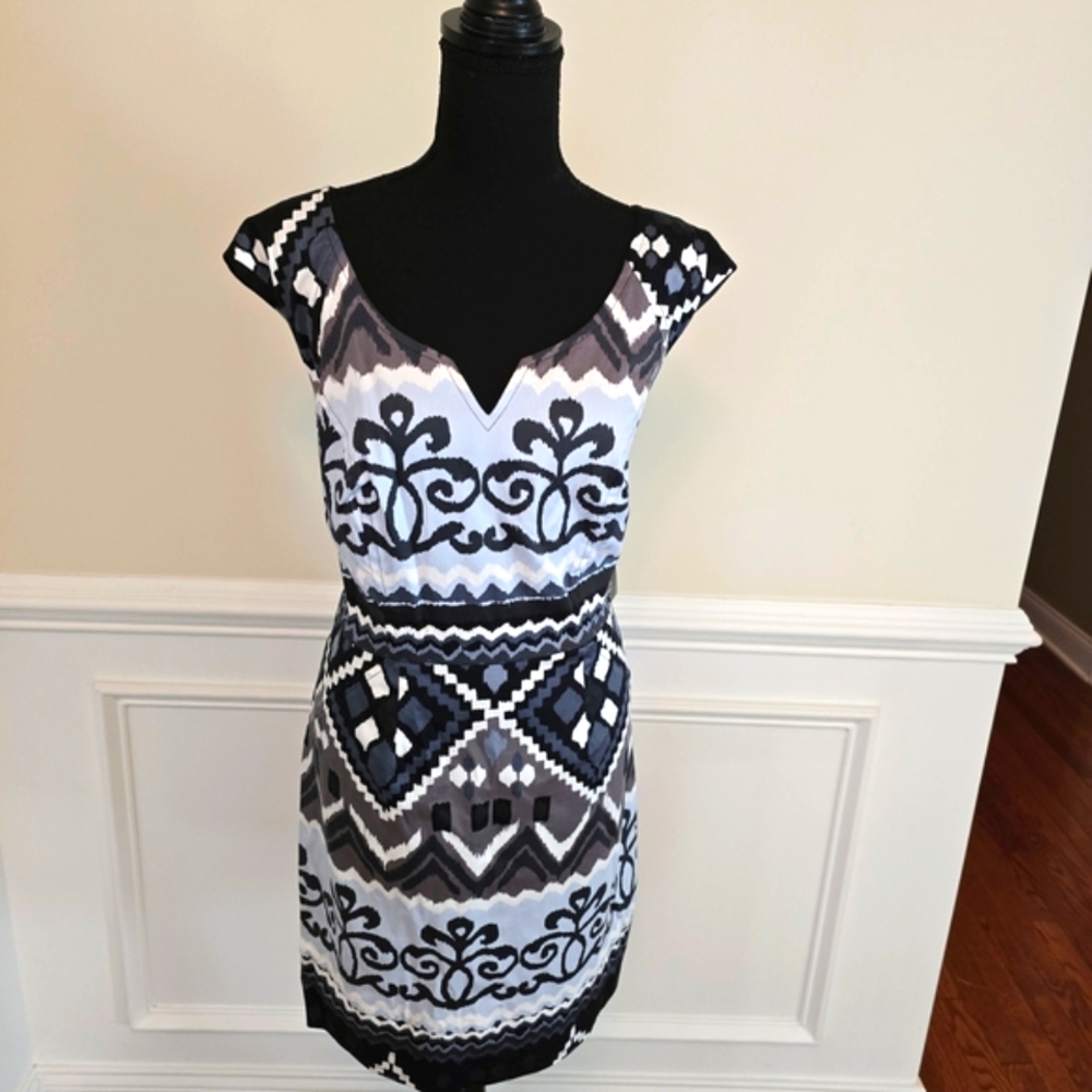 Roulette Black and White Geometric Mini Dress